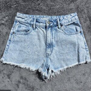 PacSun High-Rise Denim Shorts - Light Wash Frayed Hem - Size 24